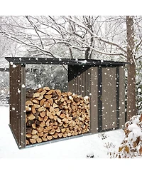 Streamdale Furniture Metal Firewood Rack & Storage Shed - Brown/Black
