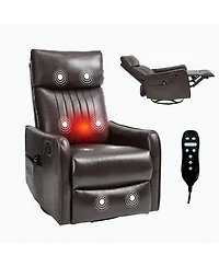Boyel Living Heat Massage Manual Recliner Chair with Rocker and Swivel Fabric for Room