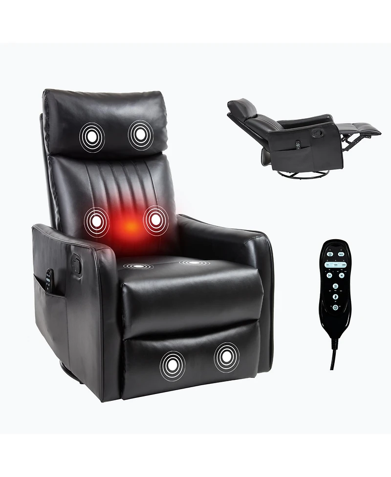 Boyel Living Heat Massage Manual Recliner Chair with Rocker and Swivel Fabric for Room