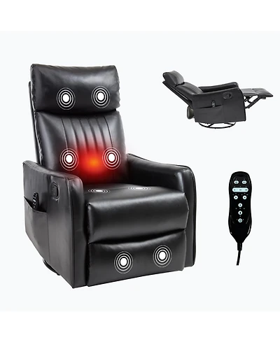 Boyel Living Heat Massage Manual Recliner Chair with Rocker and Swivel Fabric for Room