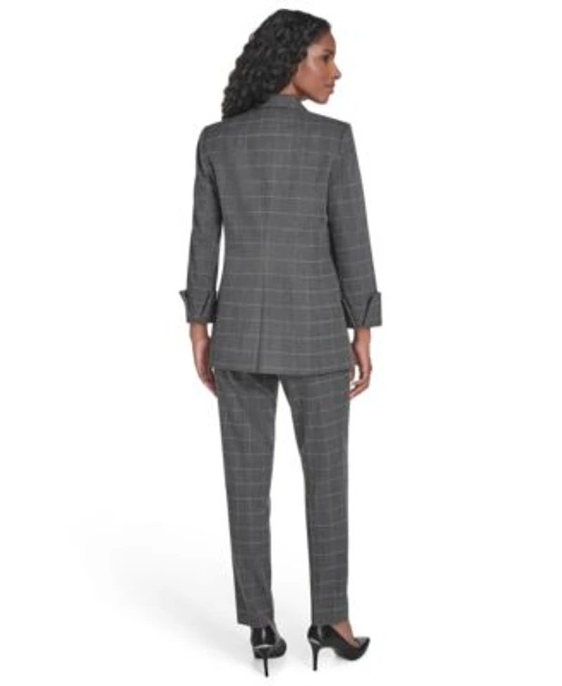 Calvin Klein Womens Windowpane Open Front Jacket Windowpane Highline Pants