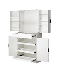 Streamdale Furniture 72" Fluted Pantry Cabinet - Keyboard Drawers & Adjustable Shelves White