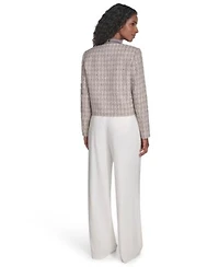 Calvin Klein Womens Tweed Open Front Jacket Wide Leg Pants