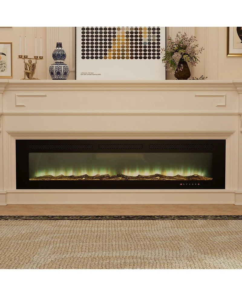 72''Classic Built-in or Wall-Mounted Direct Vent Electric Fireplace
