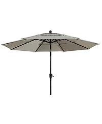 Clihome 3-Tier Patio Umbrella,10ft Outdoor Table Umbrella Large Pool For Deck, Pool, Garden, Patio，Red