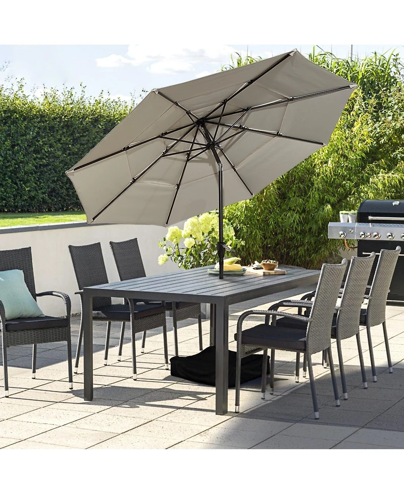 Clihome 3-Tier Patio Umbrella,10ft Outdoor Table Umbrella Large Pool For Deck, Pool, Garden, Patio，Red