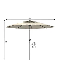 Clihome 3-Tier Patio Umbrella with Led Lights 10ft Outdoor Table Large Pool For Deck, Pool, Garden,