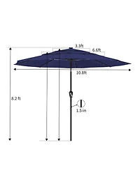 Clihome 3-Tier Patio Umbrella with Led Lights 10ft Outdoor Table Large Pool For Deck, Pool, Garden,