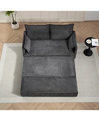 Streamdale Furniture Corduroy Pull Out Sofa Bed with Usb Charging