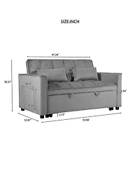 Streamdale Furniture Convertible Sofa Bed 3-in-1 Pull Out Couch (Dark Grey)