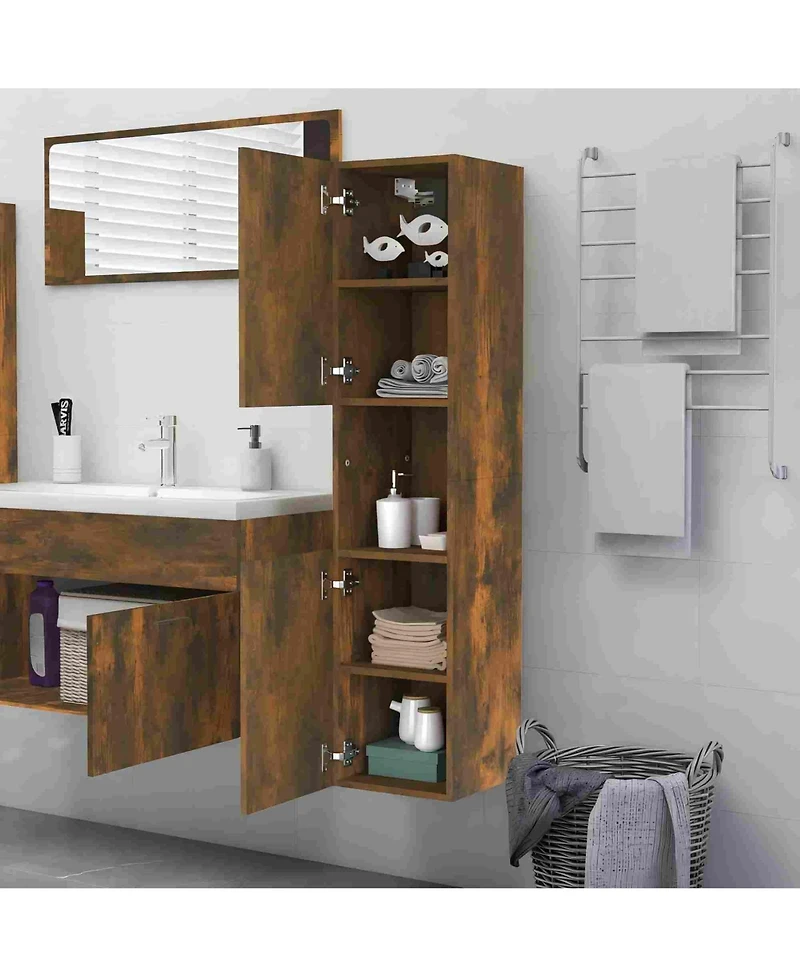 Boyel Living 51.2" Tall Wall-Mountable Bathroom Cabinet with Open Shelves for Laundry Rooms or Washrooms