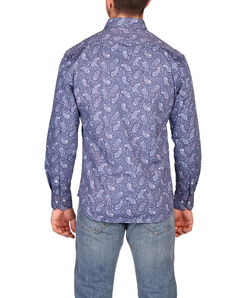 Tailorbyrd Men's Floral Paisley Long Sleeve Shirt