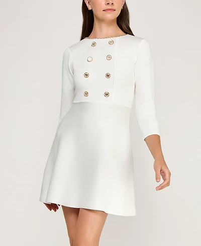 Bcx Juniors' 3/4-Sleeve Crewneck Sweater Dress