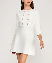 Bcx Juniors' 3/4-Sleeve Crewneck Sweater Dress