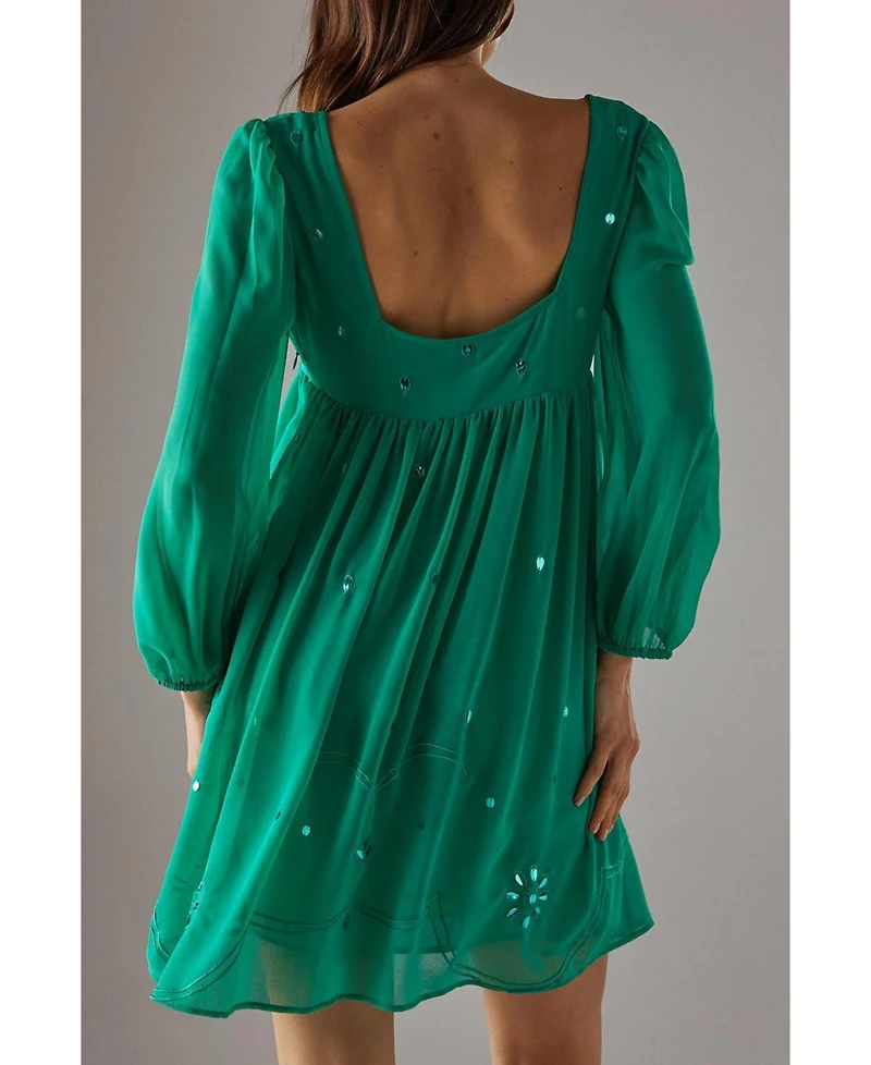 Warehouse Women's Hand Embellished Square Neck Mini Dress