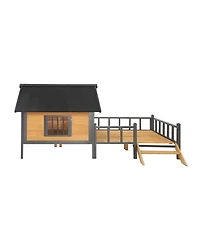 Streamdale Furniture Large Wooden Cabin Dog Kennel with Porch