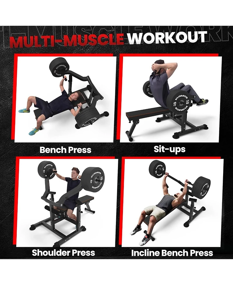 Zenova Adjustable Chest Press Machine with Independent Converging Arms, Flat/Incline Weight Bench for Home Gym, Ab Workout & Strength Training Equipme