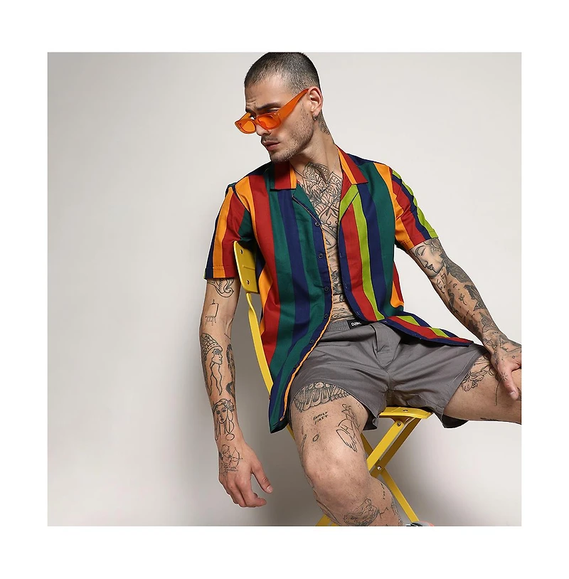 Campus Sutra Men's Awning Striped Shirt