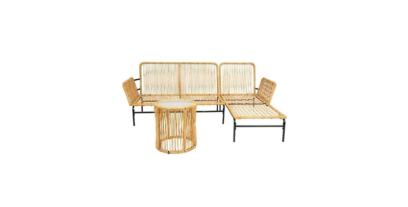 Flynama 3 Piece Outdoor Wicker Patio Set with 3.15 Inch Cushions