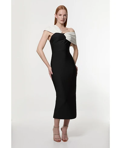 Karen Millen Women's Asymmetric Strap Knit Midi Dress