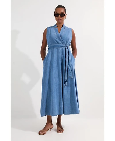 Karen Millen Belted Denim Midi Dress