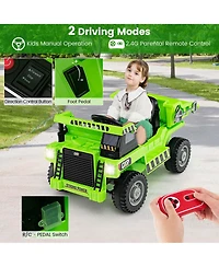 Kids Ride-On Dump Truck with Wireless Connection Music Led Lights Soft Start
