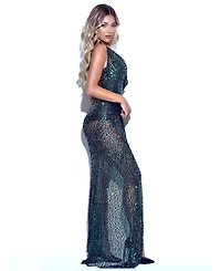 Miss Circle Women's Umme Sequin Emerald Green Gown