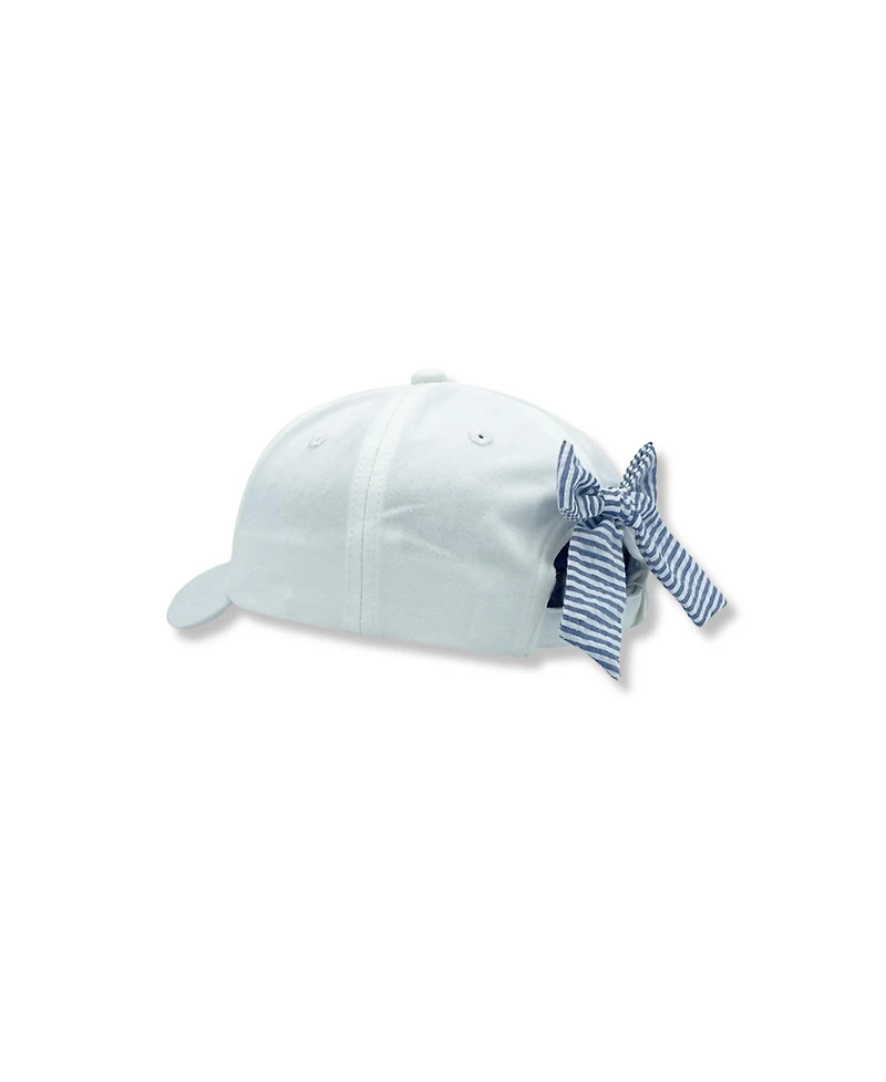 Bits & Bows Girls' American Flag Bow Baseball Hat in White