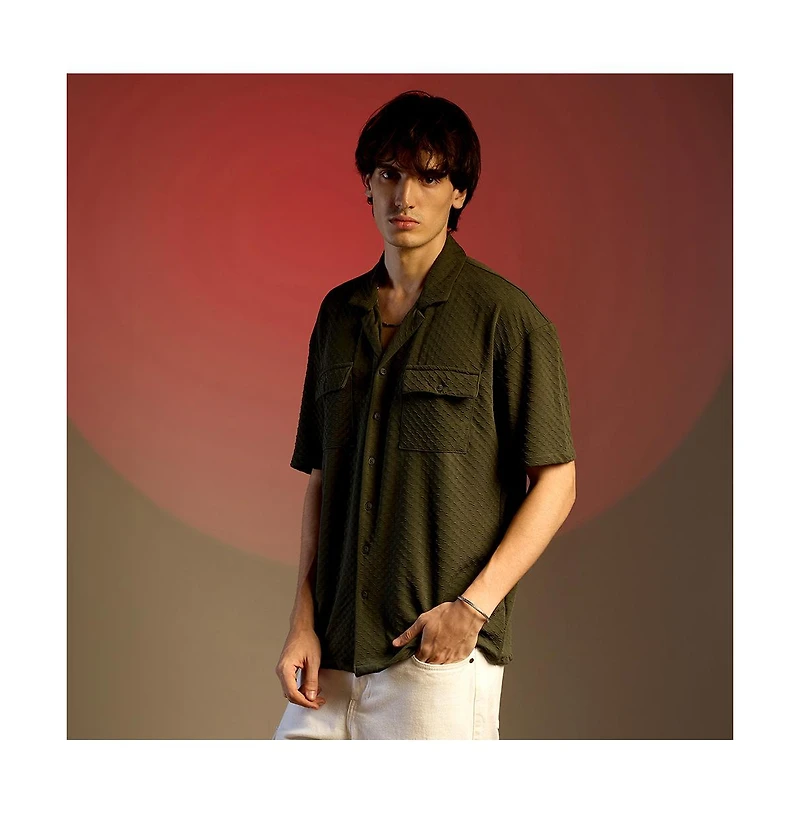 Campus Sutra Men's Cubic Utility Oversized Shirt