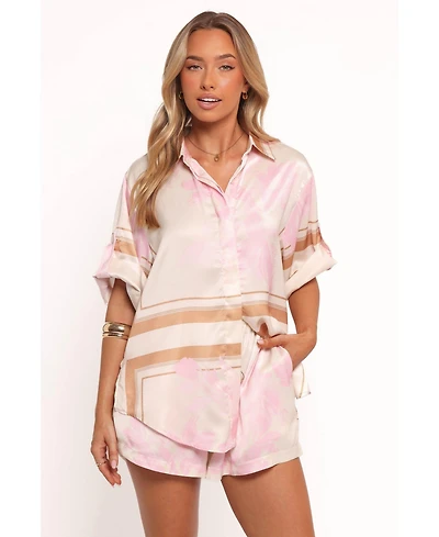 Petal and Pup Lara Shirt - Pink Print S