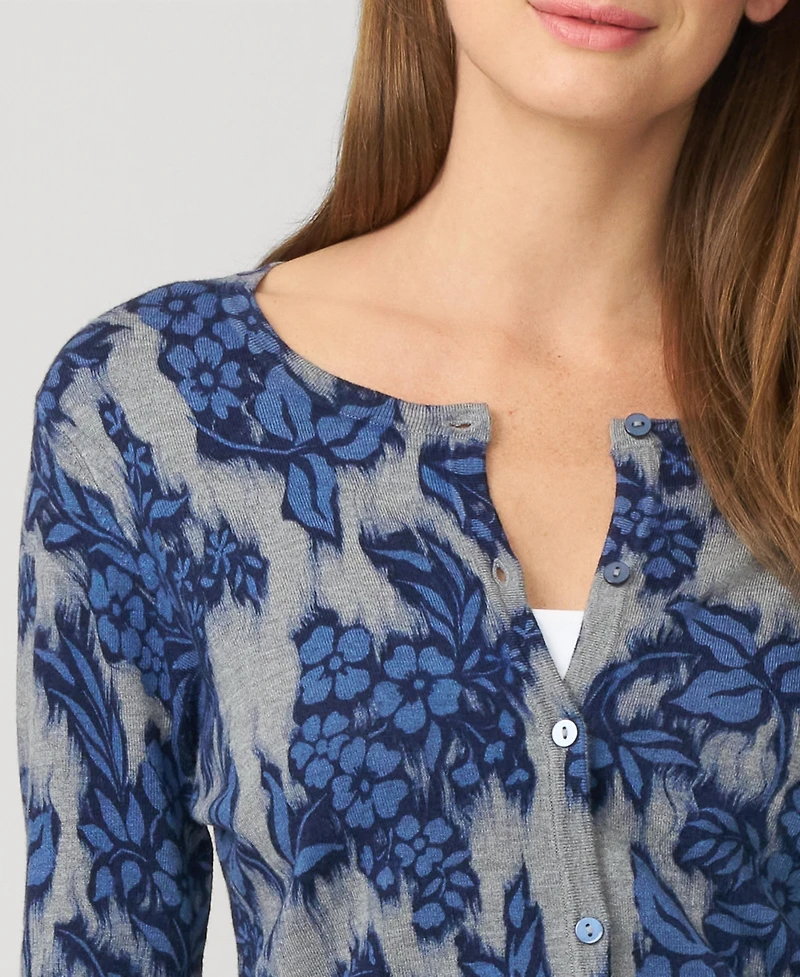 Cable & Gauge Women's Floral Crewneck Cardigan