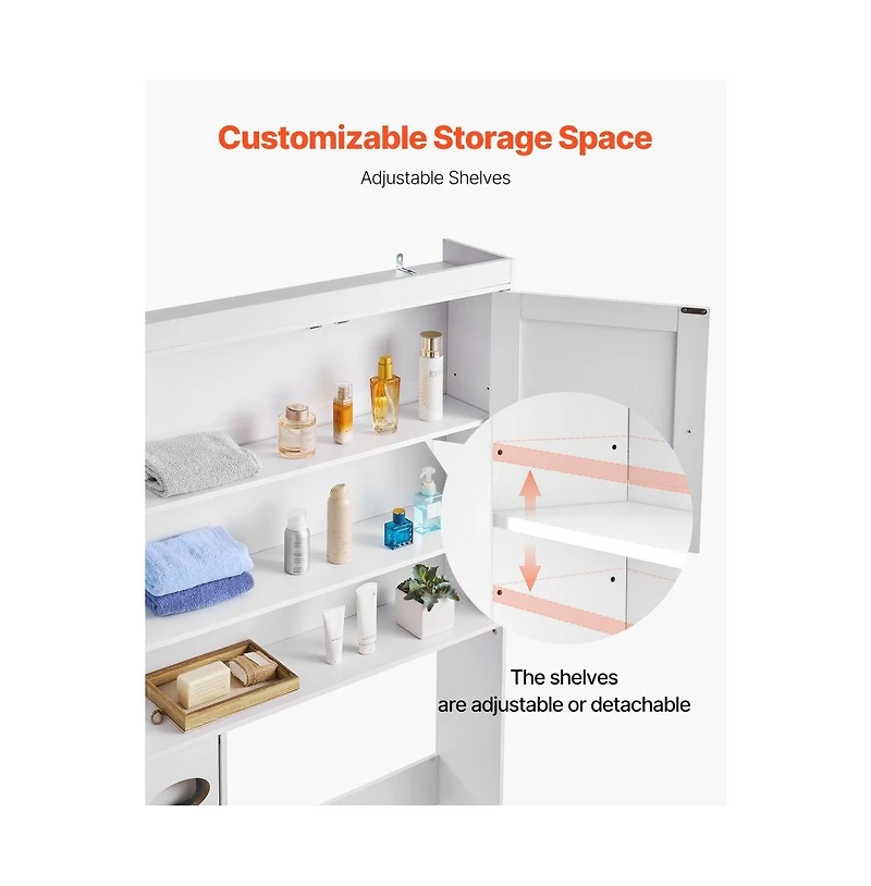 Over-Toilet Storage Cabinet with Adjustable Shelf for Bathroom Organization