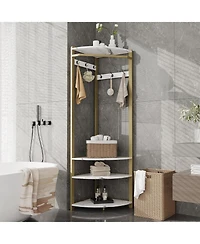 gaomon 3-In-1 Narrow Corner Coat Rack Stand with Shoe Bench & Storage Shelf - 70.8" Tall Entryway Organizer for Hallway, Bedroom, Living Room