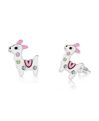 Chanteur Girls /Girl/Deer Crystal White Gold Palladium Plating Screwstud Earring