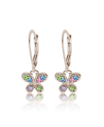 Chanteur Girls /Girl/Butterfly Crystal White Gold Palladium Plating Leverback Earring