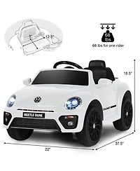 Costway 12V Kids Ride On Car Licensed Volkswagen Beetle w/ Remote Control & Music White