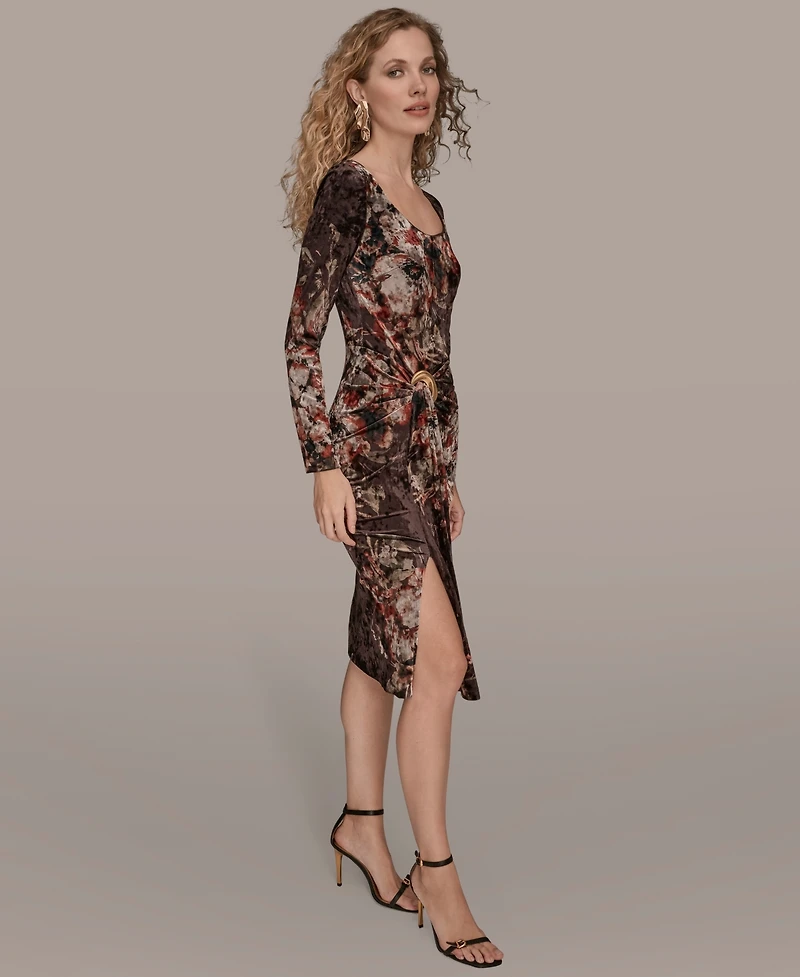 Donna Karan New York Women's Scoop Neck Floral Dress