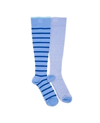 Muk Luks Women's 2 Pair Pack Nylon Compression Knee High Socks, One Wide