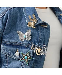 Jessica Simpson Gold-Tone Rodeo Brooch with Western Charms