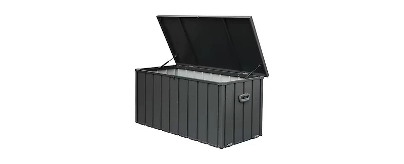 Clihome 120-Gallon Outdoor Storage Deck Box 120-Gallon Dark Gray Metal Deck Box