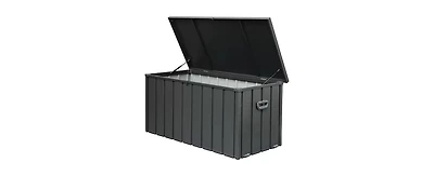 Clihome 120-Gallon Outdoor Storage Deck Box 120-Gallon Dark Gray Metal Deck Box