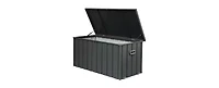 Clihome 120-Gallon Outdoor Storage Deck Box 120-Gallon Dark Gray Metal Deck Box