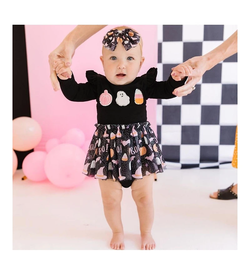 Sweet Wink Baby Girl's Boo Halloween Tulle Bow Baby Headband