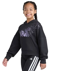 Adidas Big Girls S-xl Long Sleeve Graphic Fleece Pullover Hoodie