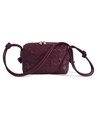 Women's Burgundy Woven Leather Crossbody Bag