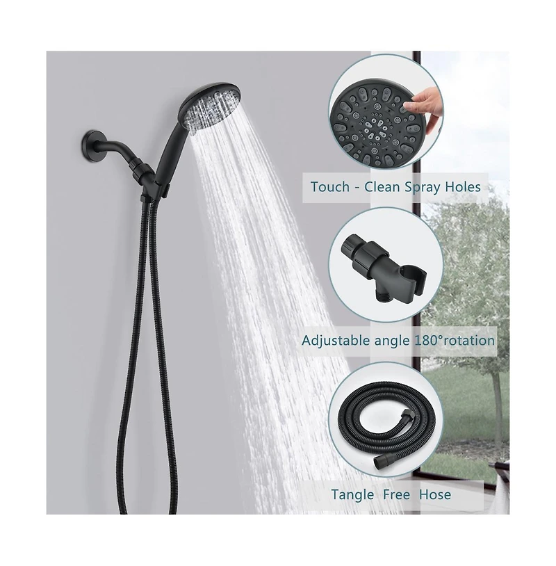 Rainsken Matt black high pressure multi function with hand held shower faucet