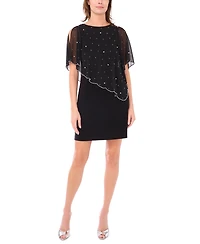 Msk Women's Beaded Overlay Crewneck Dress