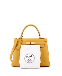 Pre-Owned Hermes Kelly 28 Handbag Yellow Togo with Gold Hardware