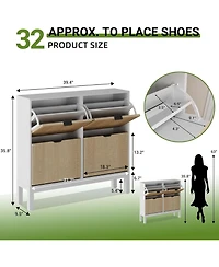 gaomon Shoe Storage Cabinet with 4 Flip Drawers, Wooden Shoe Organizer with Legs, Freestanding Hidden Shoe Rack for Entrance, Foyer, Hallway