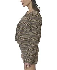 Central Park West Women's Billie Plaid Jewel Neck Jacket